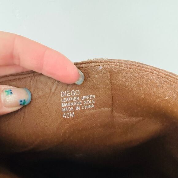 Diego Luxury Brown Leather Fringe Sides Western Boots Women’s Size 9 - Picture 8 of 10